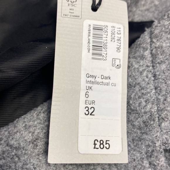 River Island gray longline coat size UK6/US2  (c4) - Picture 3 of 7